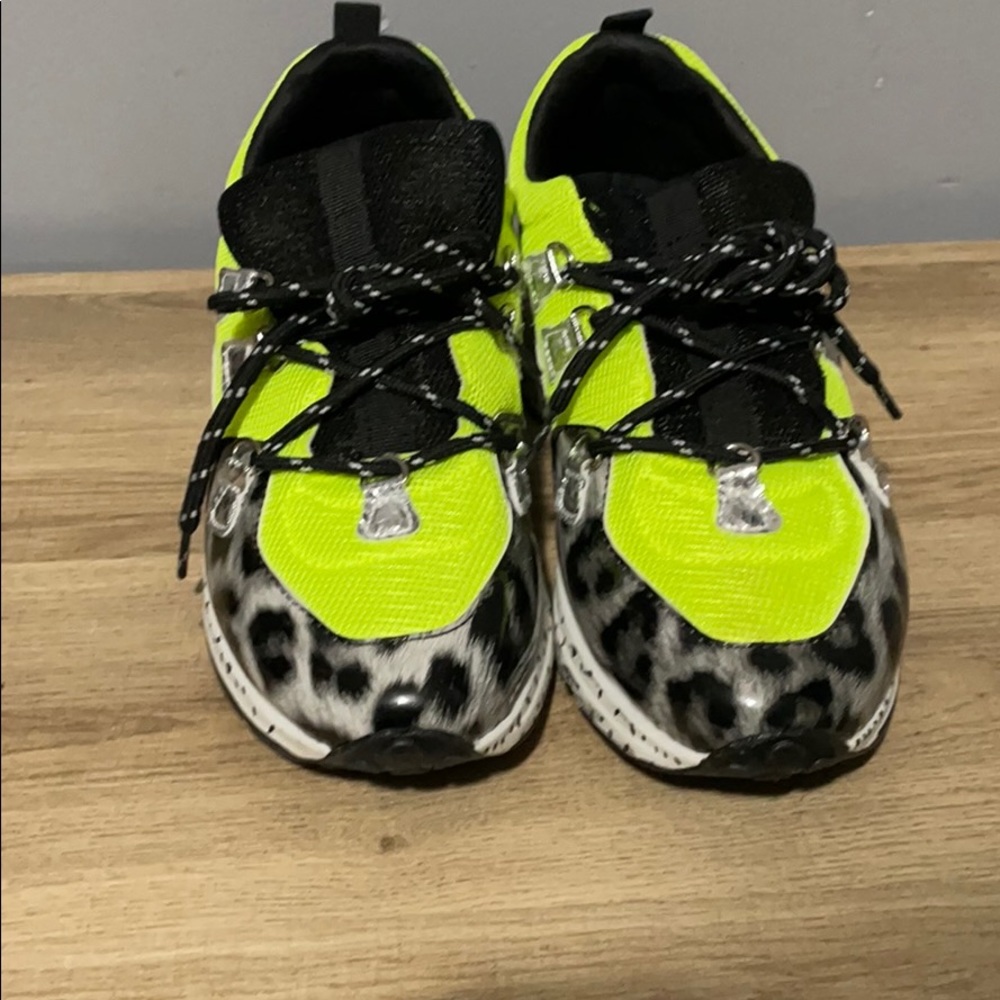 Lime green cheetah sneakers. Madden Girl.